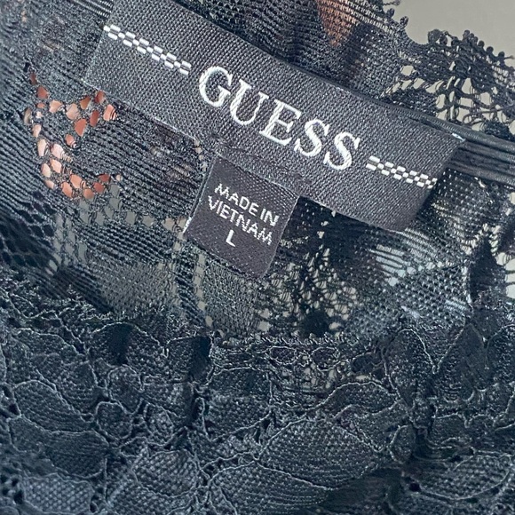 Guess Women's Kristy Off-The-Shoulder Lace Top Black - Picture 2 of 3